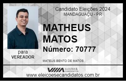 Candidato MATEUS MATOS 2024 - MANDAGUAÇU - Eleições