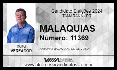 Candidato MALAQUIAS  2024 - TAMARANA - Eleições