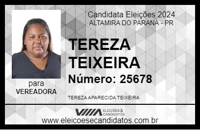 Candidato TEREZA TEIXEIRA 2024 - ALTAMIRA DO PARANÁ - Eleições