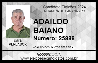 Candidato ADAILDO BAIANO 2024 - ALTAMIRA DO PARANÁ - Eleições