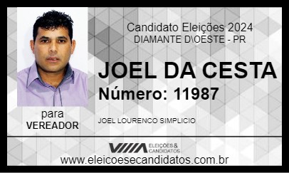 Candidato JOEL DA CESTA 2024 - DIAMANTE D\OESTE - Eleições