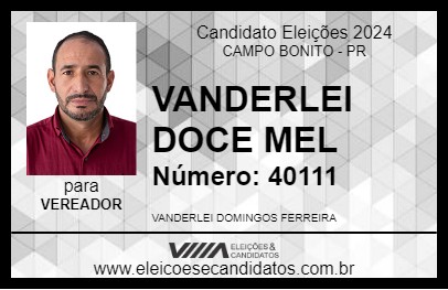 Candidato VANDERLEI DOCE MEL 2024 - CAMPO BONITO - Eleições