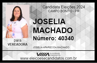 Candidato JOSELIA MACHADO 2024 - CAMPO BONITO - Eleições