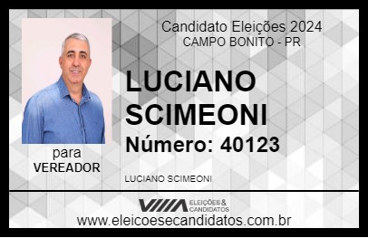 Candidato LUCIANO SCIMEONI 2024 - CAMPO BONITO - Eleições