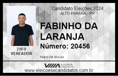 Candidato FABINHO DA LARANJA  2024 - ALTO PARANÁ - Eleições