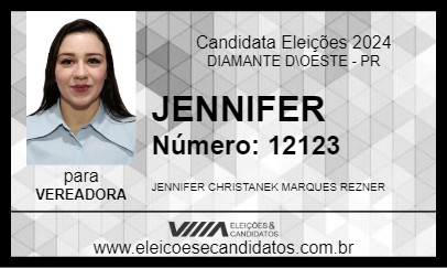 Candidato JENNIFER 2024 - DIAMANTE D\OESTE - Eleições