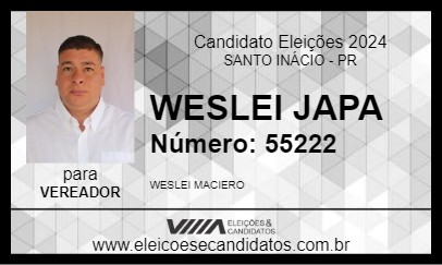 Candidato WESLEI JAPA 2024 - SANTO INÁCIO - Eleições