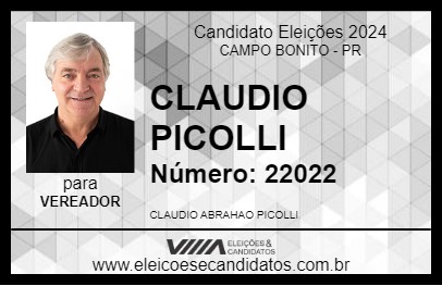 Candidato CLAUDIO PICOLLI 2024 - CAMPO BONITO - Eleições