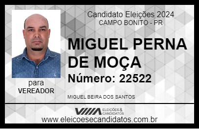 Candidato MIGUEL PERNA DE MOÇA 2024 - CAMPO BONITO - Eleições