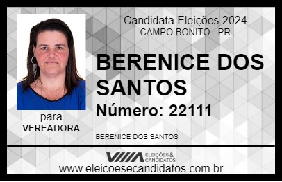 Candidato BERENICE DOS SANTOS 2024 - CAMPO BONITO - Eleições