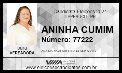 Candidato ANINHA CUMIM 2024 - ITAPERUÇU - Eleições