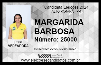 Candidato MARGARIDA BARBOSA 2024 - ALTO PARANÁ - Eleições