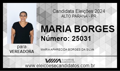 Candidato MARIA BORGES  2024 - ALTO PARANÁ - Eleições