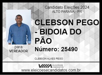 Candidato CLEBSON PEGO - BIDOIA DO PÃO  2024 - ALTO PARANÁ - Eleições