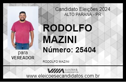 Candidato RODOLFO MAZINI  2024 - ALTO PARANÁ - Eleições