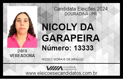 Candidato NICOLY DA GARAPEIRA 2024 - DOURADINA - Eleições