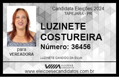 Candidato LUZINETE COSTUREIRA 2024 - TAPEJARA - Eleições