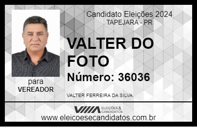 Candidato VALTER DO FOTO 2024 - TAPEJARA - Eleições