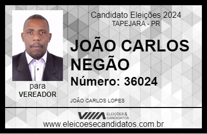 Candidato JOÃO CARLOS NEGÃO 2024 - TAPEJARA - Eleições