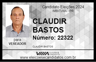 Candidato CLAUDIR BASTOS 2024 - IMBITUVA - Eleições