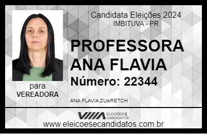 Candidato PROFESSORA ANA FLAVIA 2024 - IMBITUVA - Eleições