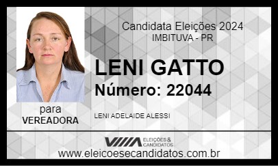 Candidato LENI GATTO 2024 - IMBITUVA - Eleições