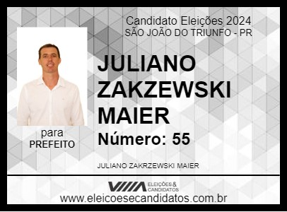 Candidato JULIANO ZAKZEWSKI MAIER 2024 - SÃO JOÃO DO TRIUNFO - Eleições