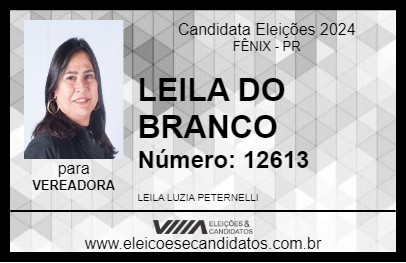 Candidato LEILA DO BRANCO 2024 - FÊNIX - Eleições