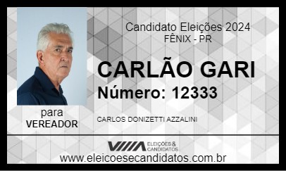 Candidato CARLÃO GARI 2024 - FÊNIX - Eleições