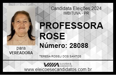 Candidato PROFESSORA ROSE 2024 - IMBITUVA - Eleições