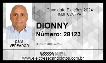 Candidato DIONNY 2024 - IMBITUVA - Eleições