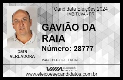 Candidato GAVIÃO DA RAIA 2024 - IMBITUVA - Eleições