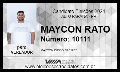 Candidato MAYCON RATO 2024 - ALTO PARANÁ - Eleições