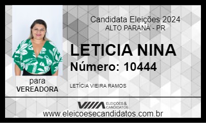 Candidato LETICIA NINA 2024 - ALTO PARANÁ - Eleições