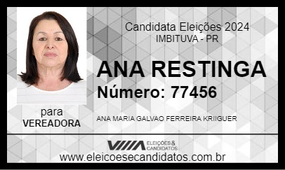 Candidato ANA RESTINGA 2024 - IMBITUVA - Eleições