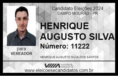 Candidato HENRIQUE AUGUSTO SILVA 2024 - CAMPO MOURÃO - Eleições