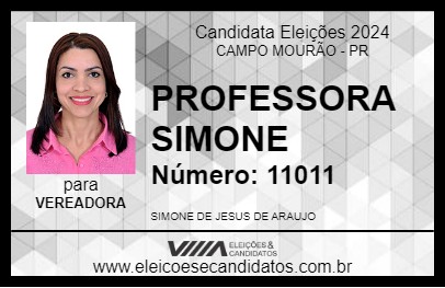 Candidato PROFESSORA SIMONE 2024 - CAMPO MOURÃO - Eleições