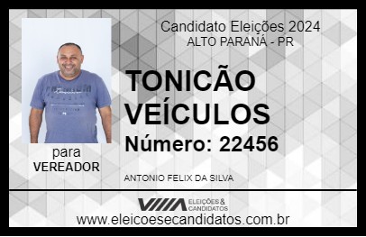 Candidato TONICÃO VEÍCULOS 2024 - ALTO PARANÁ - Eleições