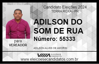 Candidato ADILSON DO SOM DE RUA 2024 - TERRA ROXA - Eleições