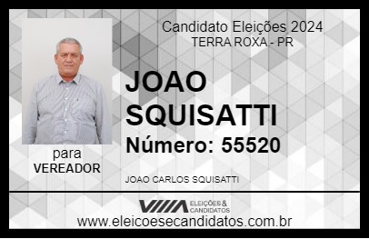 Candidato JOAO SQUISATTI 2024 - TERRA ROXA - Eleições