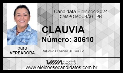 Candidato CLAUVIA 2024 - CAMPO MOURÃO - Eleições