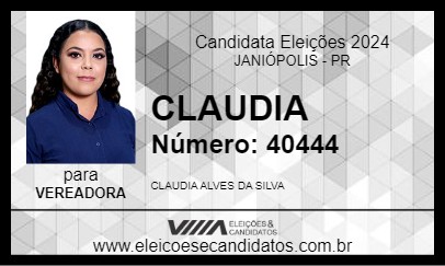 Candidato CLAUDIA 2024 - JANIÓPOLIS - Eleições