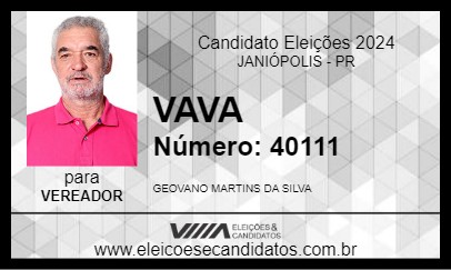 Candidato VAVA 2024 - JANIÓPOLIS - Eleições