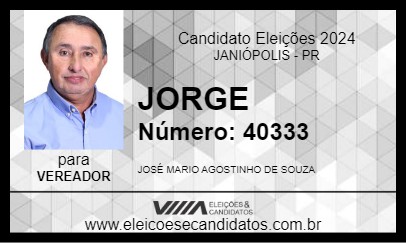 Candidato JORGE 2024 - JANIÓPOLIS - Eleições