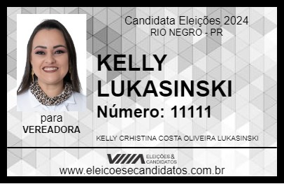 Candidato KELLY LUKASINSKI 2024 - RIO NEGRO - Eleições