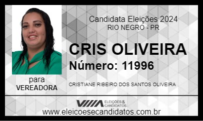 Candidato CRIS OLIVEIRA 2024 - RIO NEGRO - Eleições