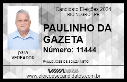 Candidato PAULINHO DA GAZETA 2024 - RIO NEGRO - Eleições