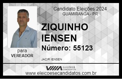 Candidato ZIQUINHO IENSEN 2024 - GUAMIRANGA - Eleições