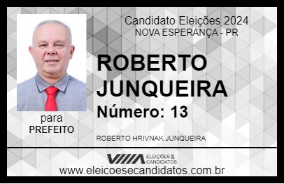 Candidato ROBERTO JUNQUEIRA 2024 - NOVA ESPERANÇA - Eleições