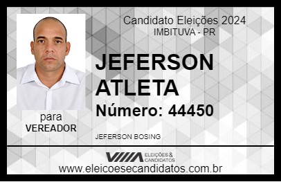 Candidato JEFERSON ATLETA 2024 - IMBITUVA - Eleições